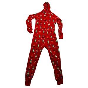 Family PJs Macys Red Womens Pajamas One Piece Zipped Footed Reindeer Size Medium
